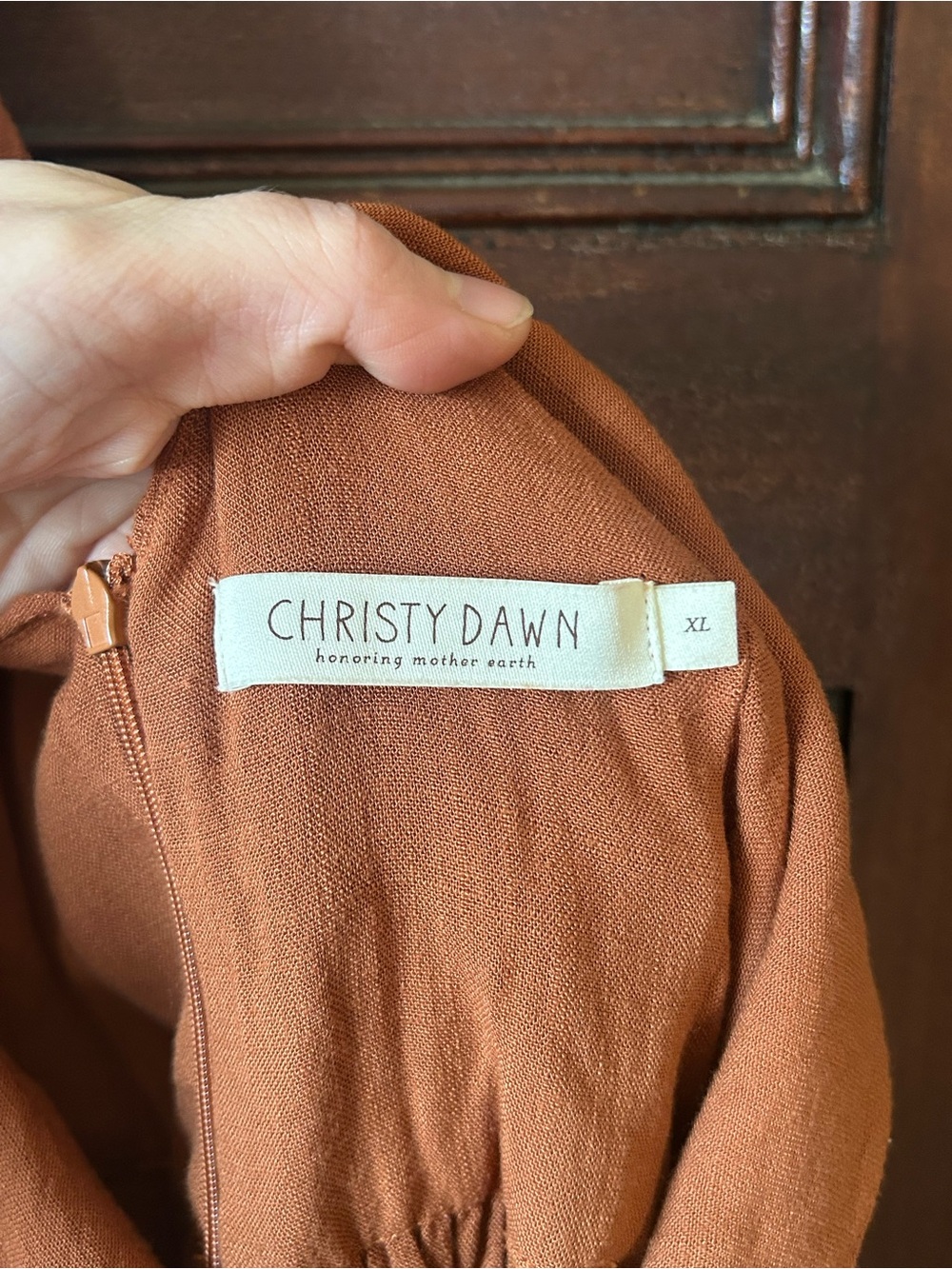 Christy Dawn Monarch Midi Dress in Rust Boho Cottagecore Flutter Sleeve Size XL - Picture 8 of 9